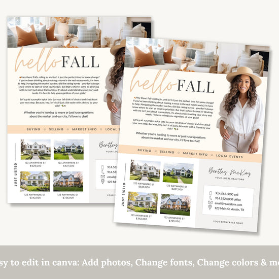 Fall Real Estate Flyer | Real Estate Marketing | Canva Template | Real Estate Template | Autumn | Real Estate Post | Pumpkin Spice | Card