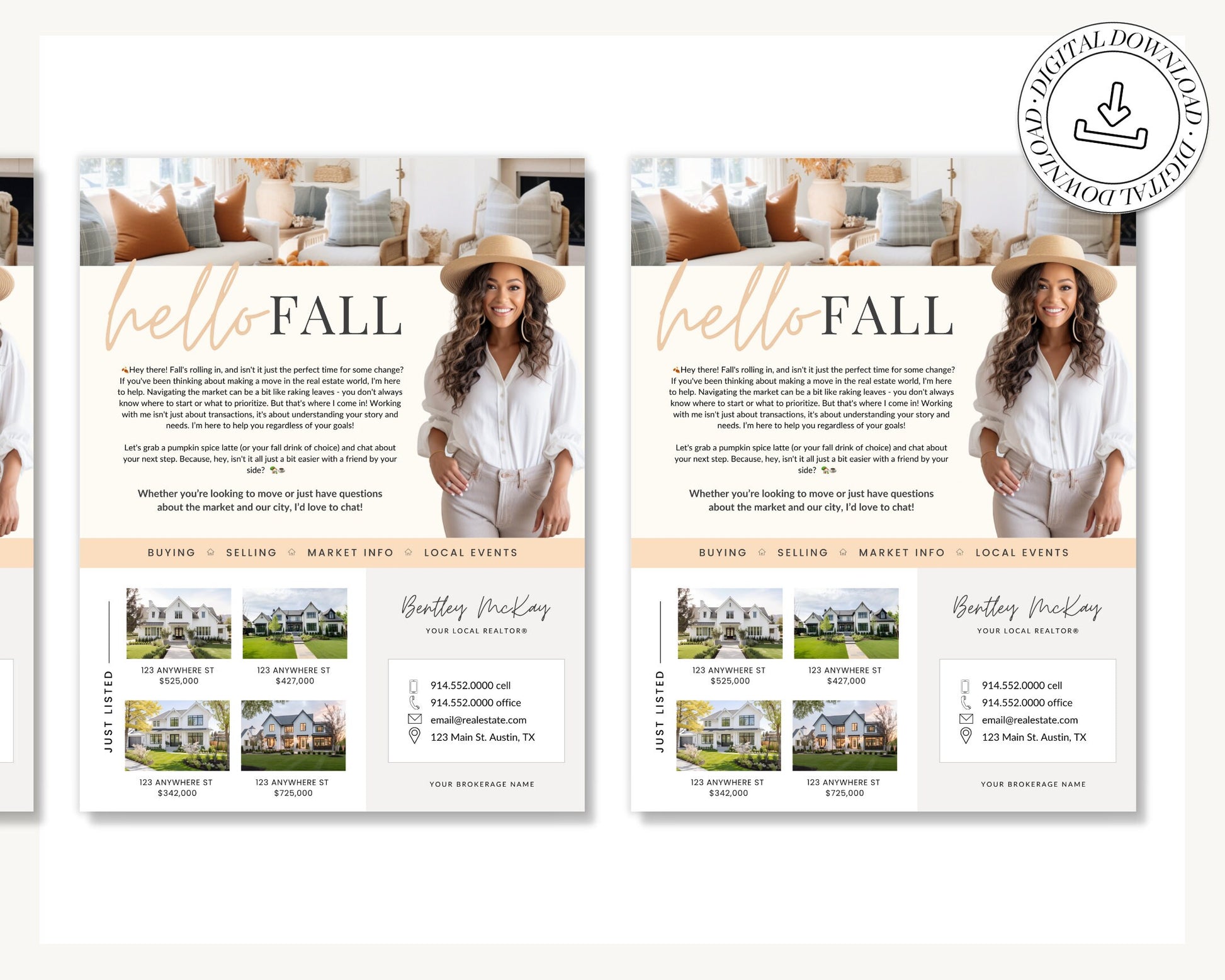 Fall Real Estate Flyer | Real Estate Marketing | Canva Template | Real Estate Template | Autumn | Real Estate Post | Pumpkin Spice | Card