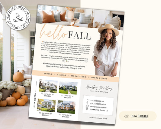 Fall Real Estate Flyer | Real Estate Marketing | Canva Template | Real Estate Template | Autumn | Real Estate Post | Pumpkin Spice | Card