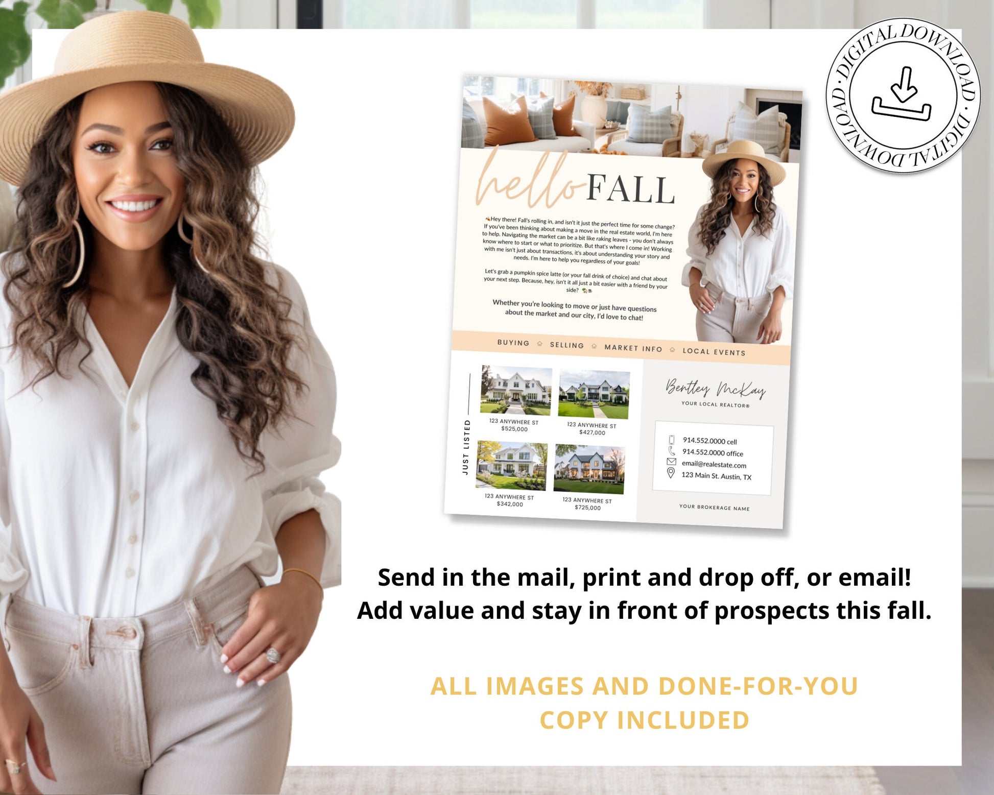 Fall Real Estate Flyer | Real Estate Marketing | Canva Template | Real Estate Template | Autumn | Real Estate Post | Pumpkin Spice | Card