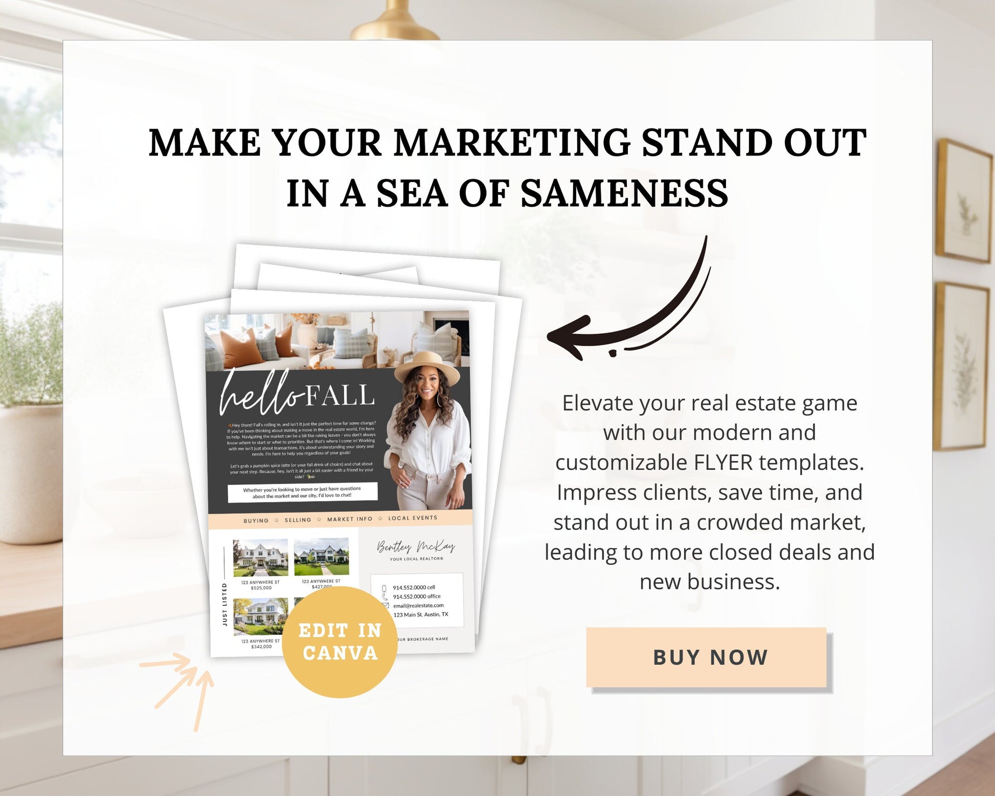 Fall Real Estate Flyer | Real Estate Marketing | Canva Template | Real Estate Template | Autumn | Real Estate Post | Pumpkin Spice | Card