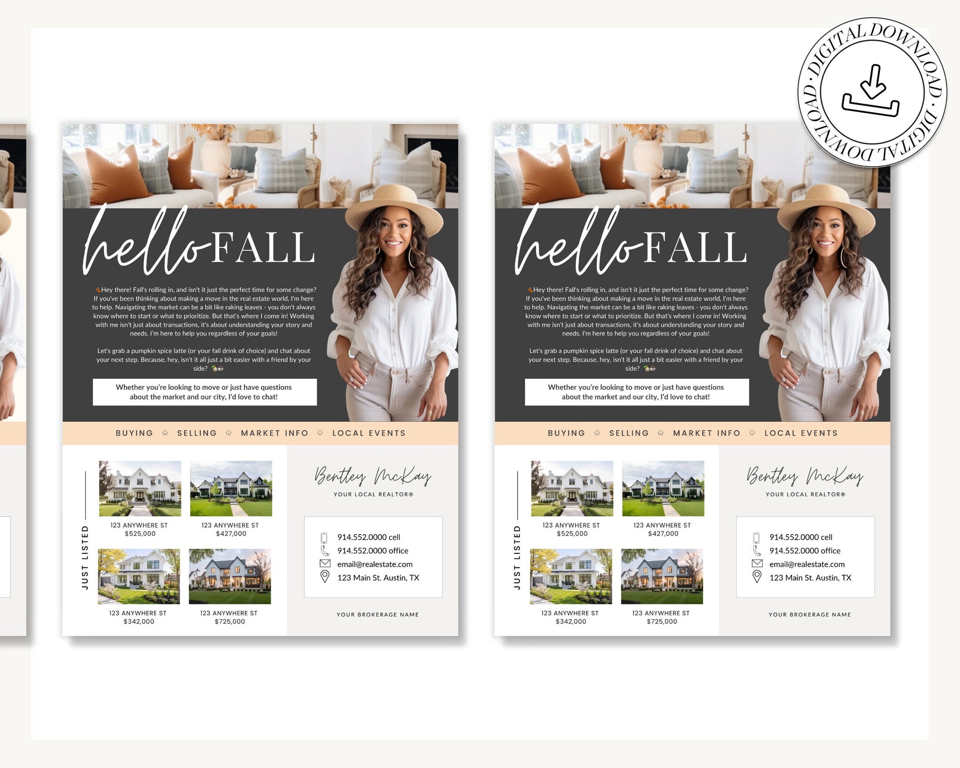 Fall Real Estate Flyer | Real Estate Marketing | Canva Template | Real Estate Template | Autumn | Real Estate Post | Pumpkin Spice | Card