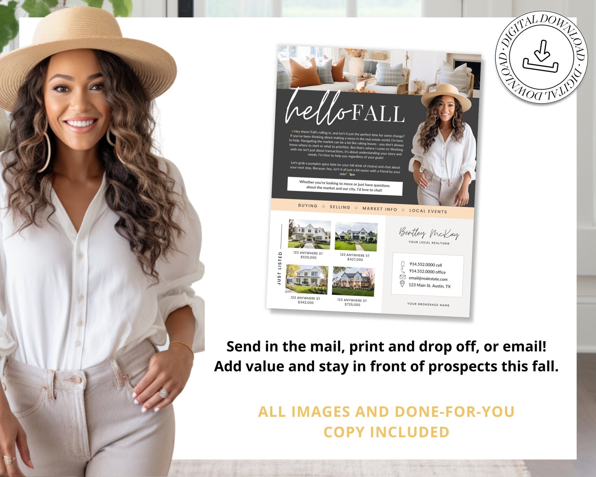 Fall Real Estate Flyer | Real Estate Marketing | Canva Template | Real Estate Template | Autumn | Real Estate Post | Pumpkin Spice | Card