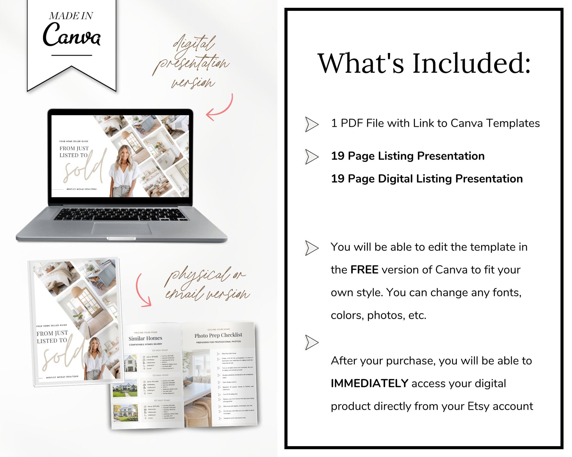 Real Estate Listing Presentation | Digital Listing Presentation | Printable Home Seller Guide | Pre-Listing Guide | Real Estate Marketing