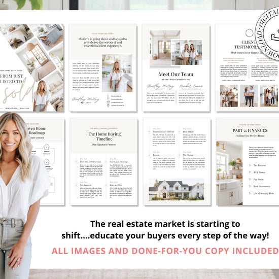 Real Estate Home Buyer Guide | Buyer Packet | Real Estate Marketing | Real Estate Canva Template | Buyer Roadmap | 17 Editable Pages -Vol 1