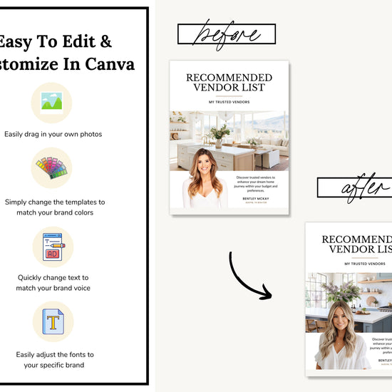 Real Estate Vendor List | Recommended Vendors | Real Estate Marketing | Preferred Vendors List | Buyer & Seller Resources | Canva Template