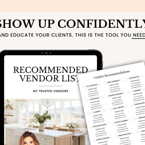 Real Estate Vendor List | Recommended Vendors | Real Estate Marketing | Preferred Vendors List | Buyer & Seller Resources | Canva Template