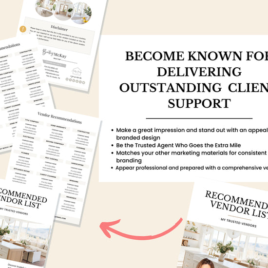 Real Estate Vendor List | Recommended Vendors | Real Estate Marketing | Preferred Vendors List | Buyer & Seller Resources | Canva Template