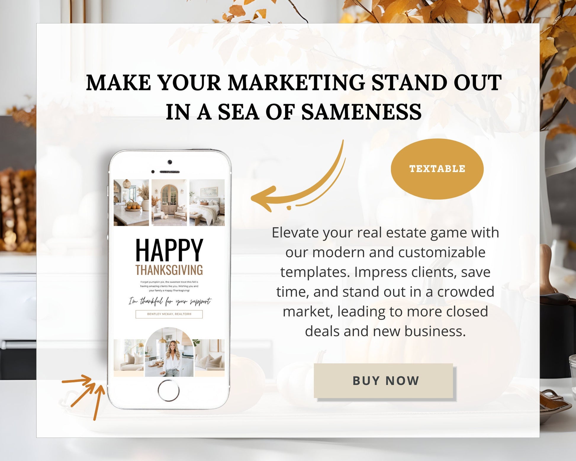 Fall Digital Textable Card for Real Estate| Textable Pumpkin Spice | Fall Real Estate Marketing | Autumn | Canva Real Estate Marketing