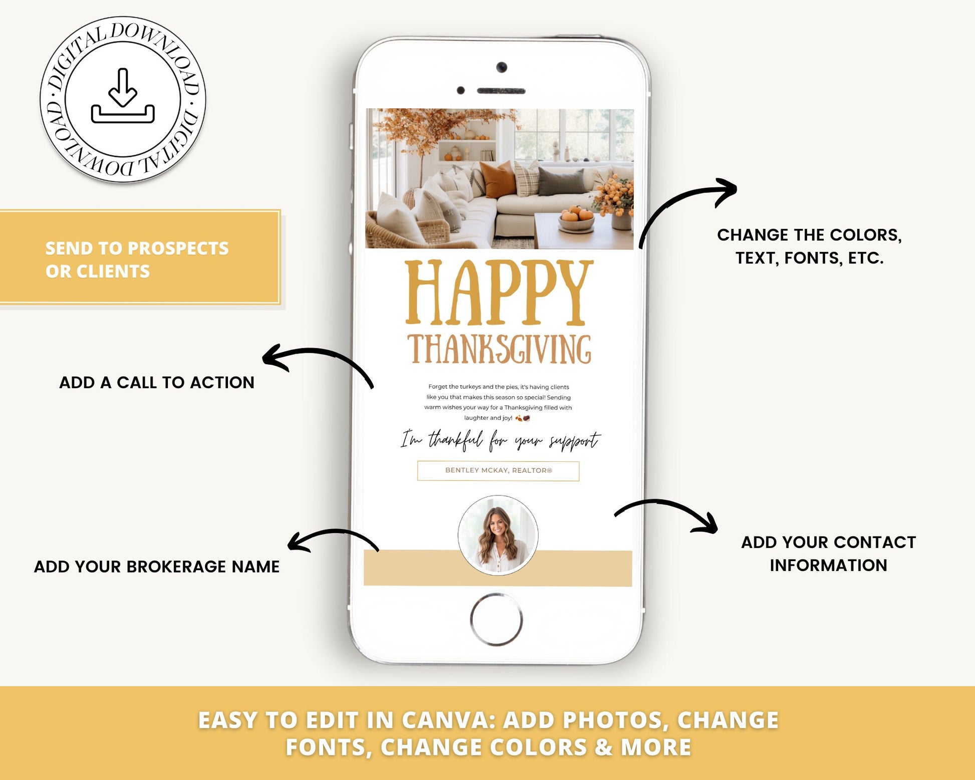 Fall Digital Textable Card for Real Estate| Textable Pumpkin Spice | Fall Real Estate Marketing | Autumn | Canva Real Estate Marketing