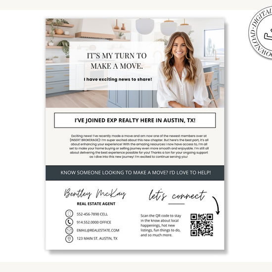 New Brokerage Flyer | Changing Brokerages Announcement | Editable Canva | Real Estate Marketing | Modern Agent New Brokerage Flyer | Canva