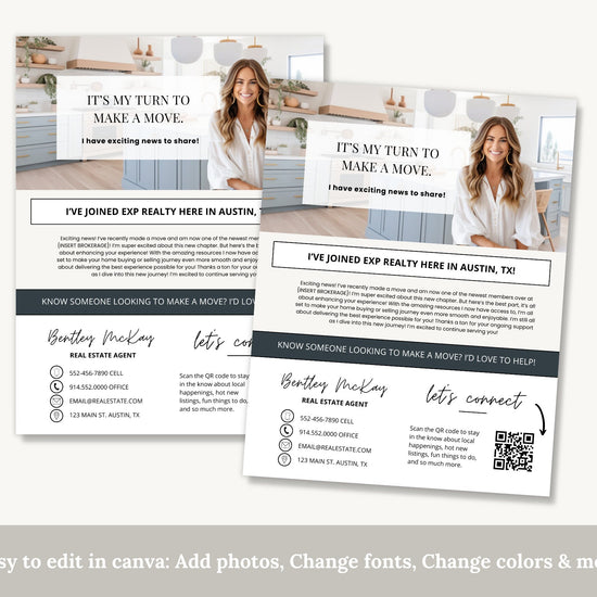 New Brokerage Flyer | Changing Brokerages Announcement | Editable Canva | Real Estate Marketing | Modern Agent New Brokerage Flyer | Canva