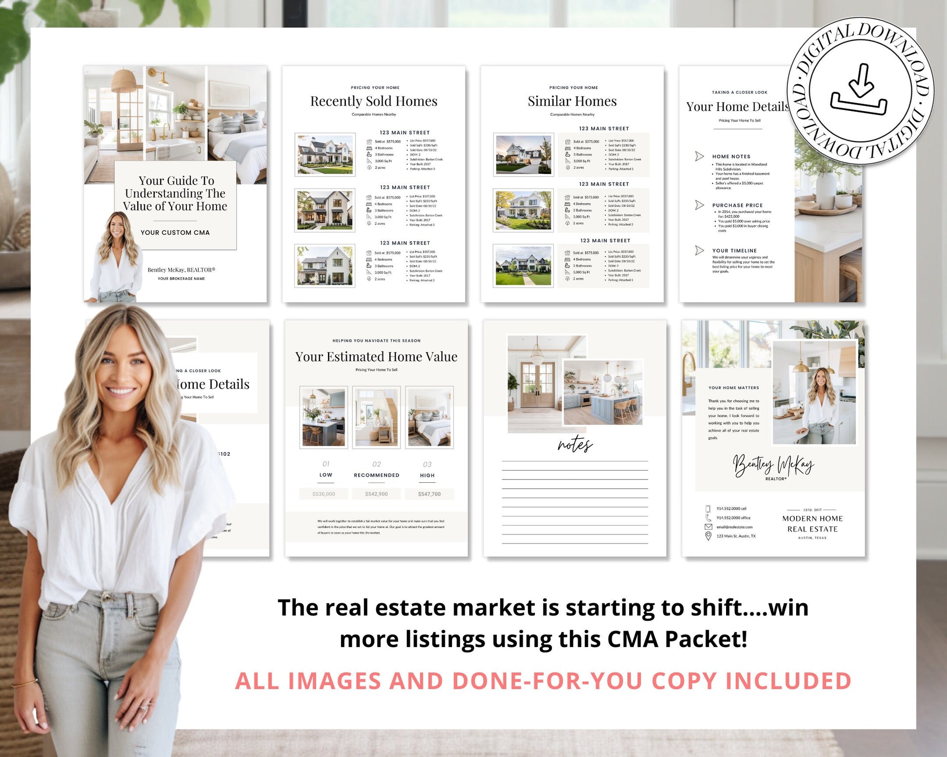 Home Equity Report | CMA Packet Clients | Comparative Market Analysis | Listing Presentation | Seller Guide Real Estate Prospecting | Canva