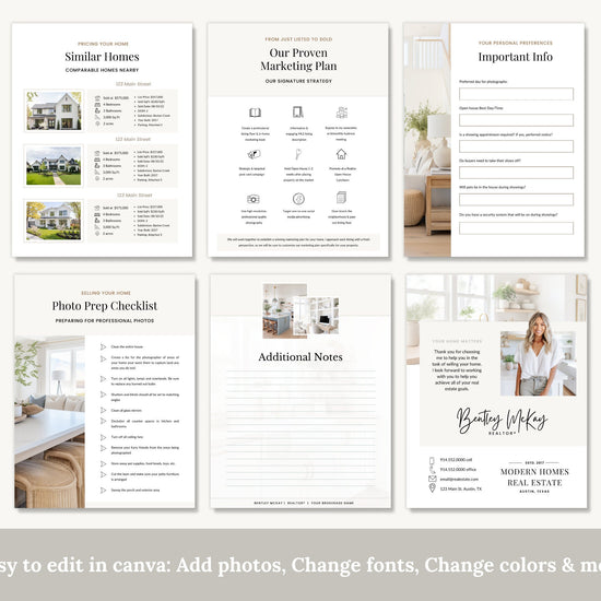 Real Estate Listing Presentation | Real Estate Marketing | Home Seller Guide | Listing Packet | CMA Packet | Prelisting Packet Canva | Buyer