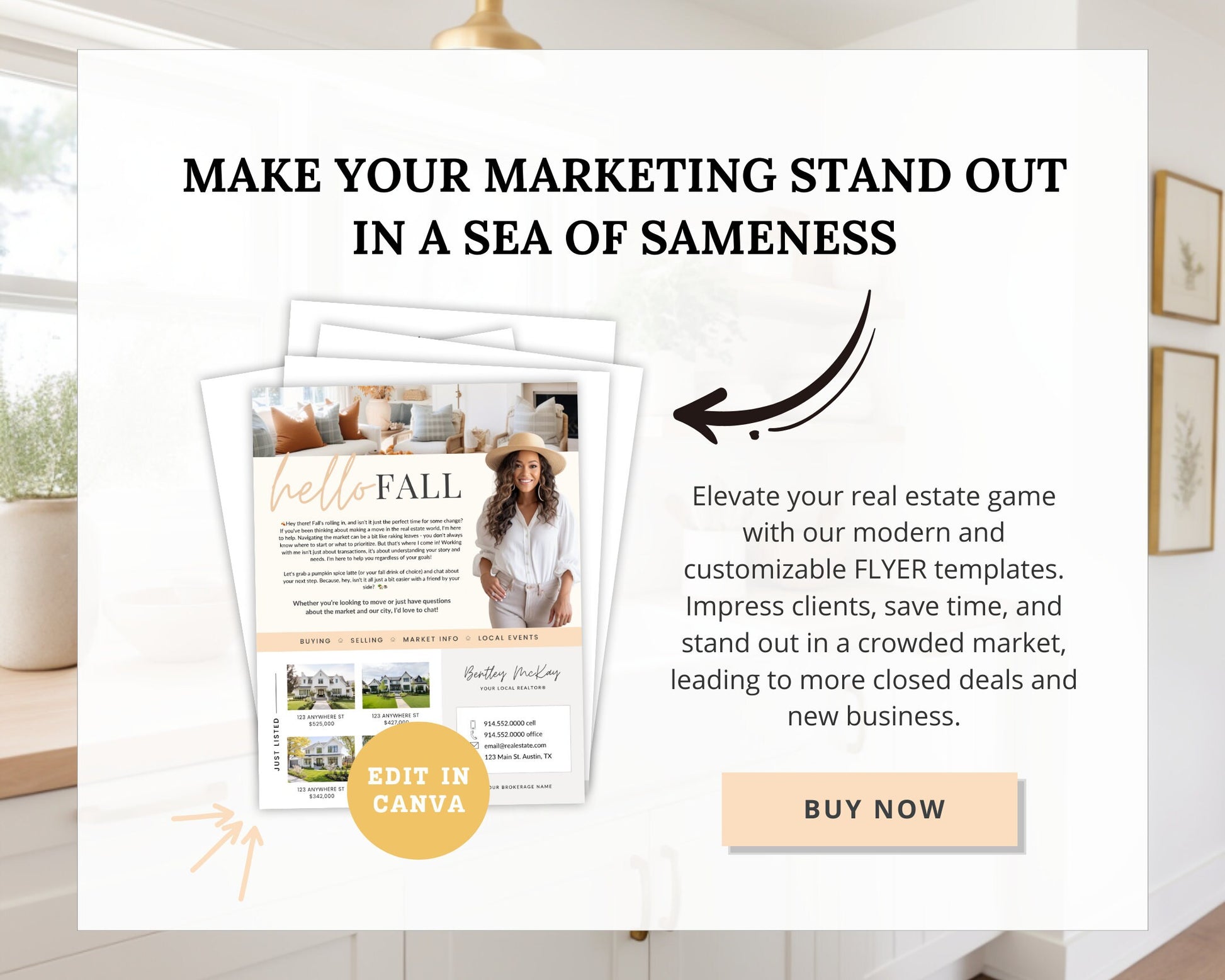 Fall Real Estate Flyer | Real Estate Marketing | Canva Template | Real Estate Template | Autumn | Real Estate Post | Pumpkin Spice | Card