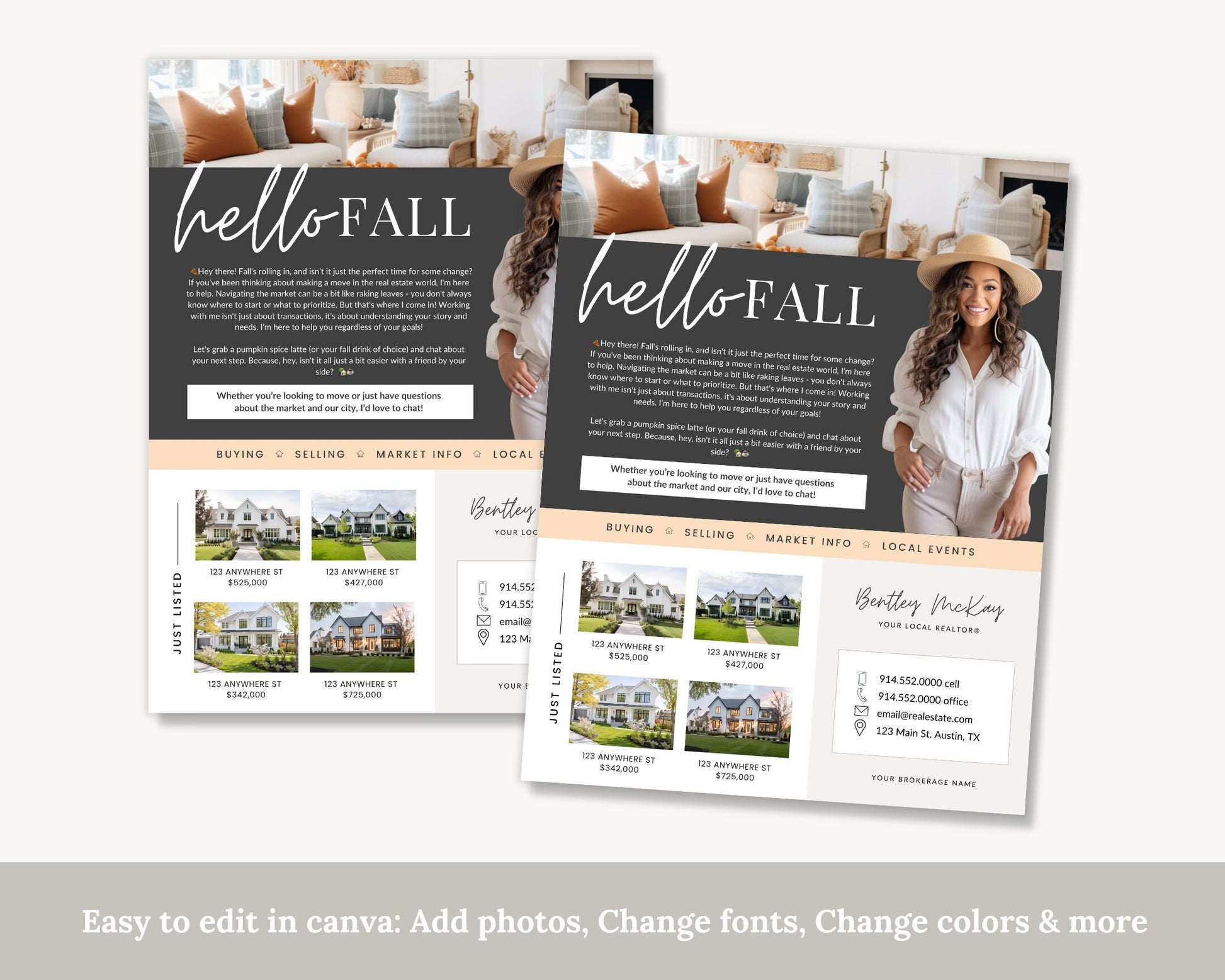 Fall Real Estate Flyer | Real Estate Marketing | Canva Template | Real Estate Template | Autumn | Real Estate Post | Pumpkin Spice | Card