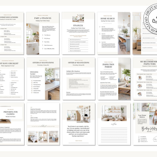 Real Estate Home Buyer Guide | Buyer Packet | Real Estate Marketing | Real Estate Canva Template | Buyer Roadmap | 17 Editable Pages -Vol 1