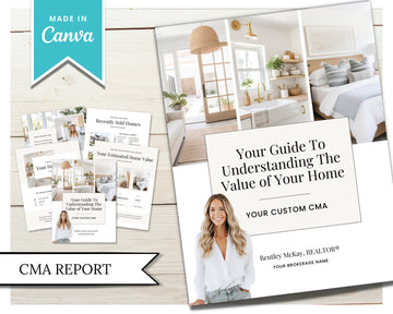 Home Equity Report | CMA Packet Clients | Comparative Market Analysis | Listing Presentation | Seller Guide Real Estate Prospecting | Canva