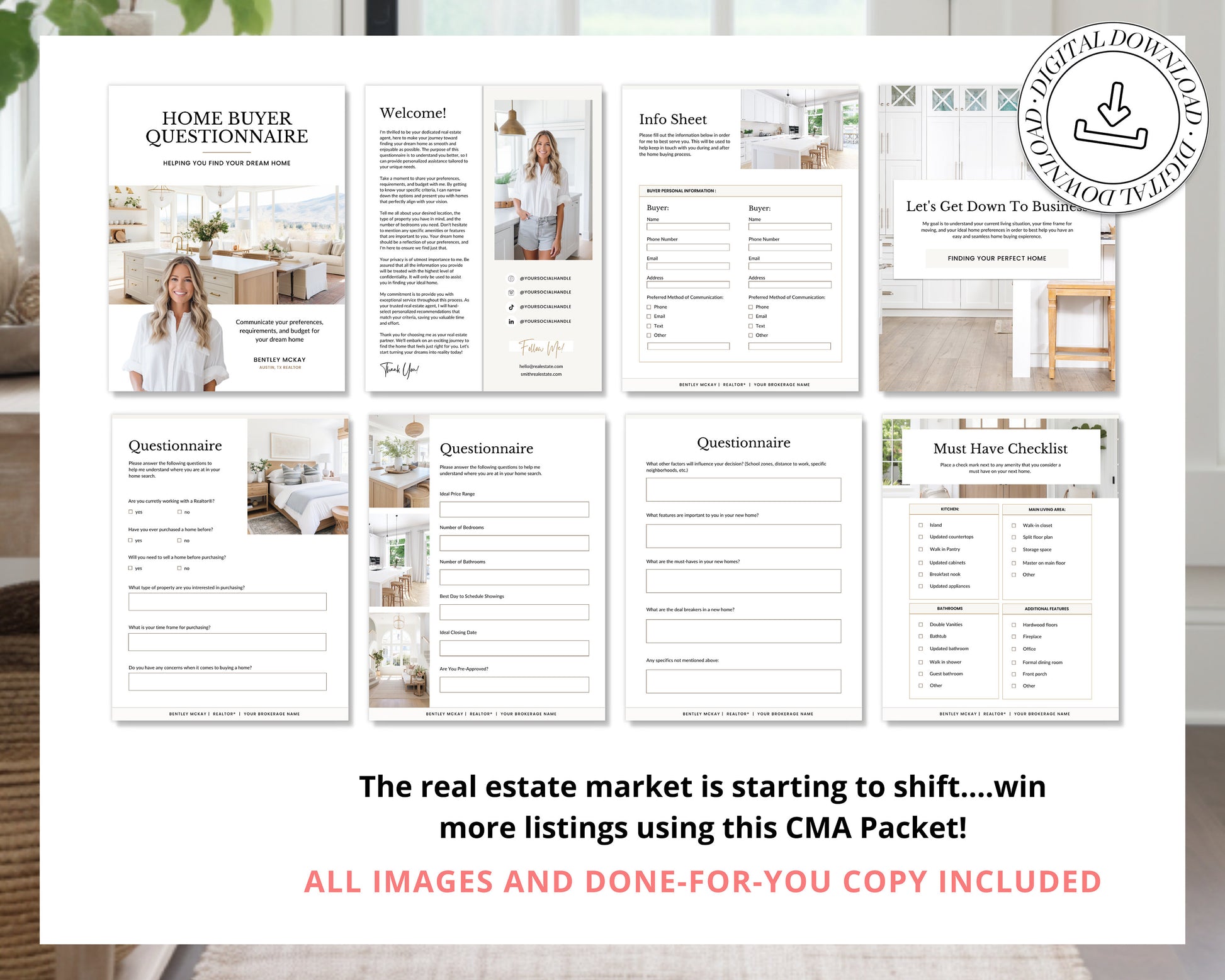 Home Buyer Questionnaire for Real Estate Agents | Realtor Marketing Material | Canva Template | Buyer Guide | Client Home Guide | Vol 2