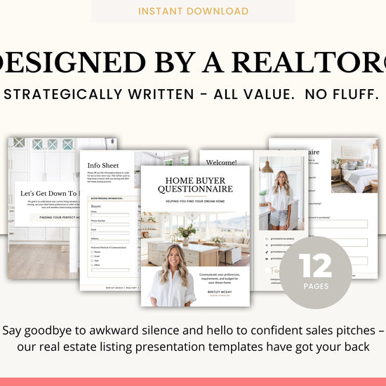 Home Buyer Questionnaire for Real Estate Agents | Realtor Marketing Material | Canva Template | Buyer Guide | Client Home Guide | Vol 2