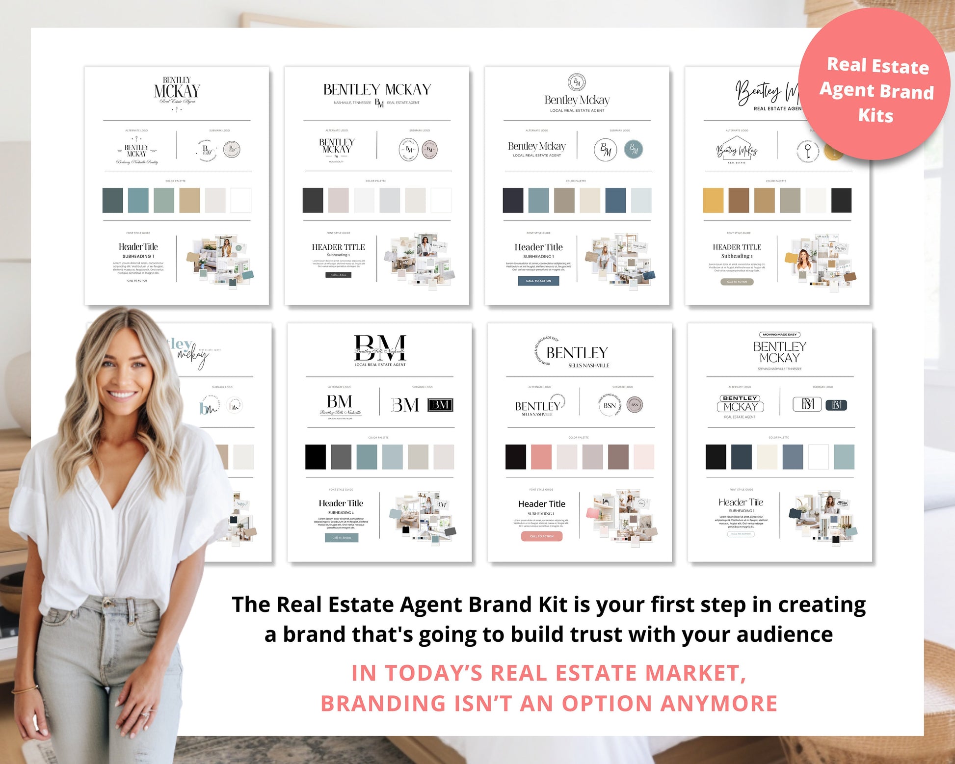 The Real Estate Agent Brand Kit | Pre-made Real Estate Logos | Real Estate Branding | Editable Logos | Real Estate Branding Kit Template